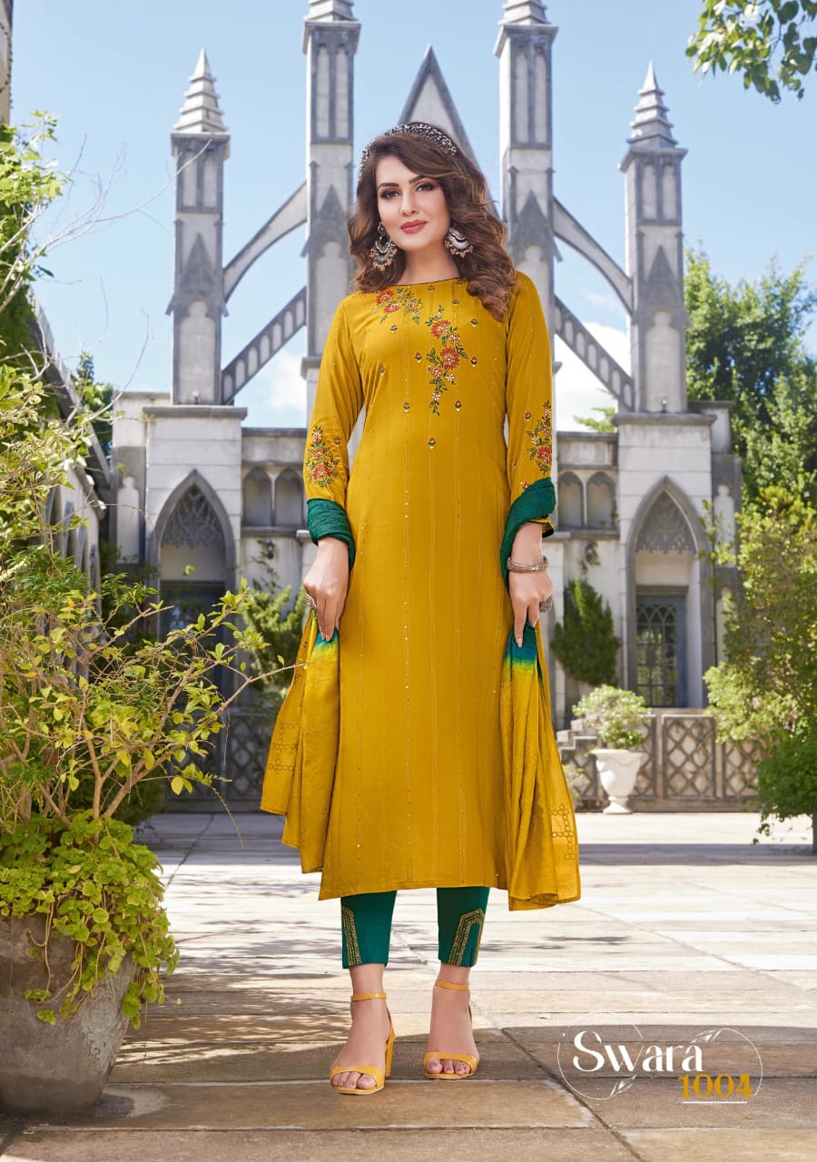 Swara Ladies Flavour Viscose Regular Wear Wholesale Readymade Salwar Suit Catalog